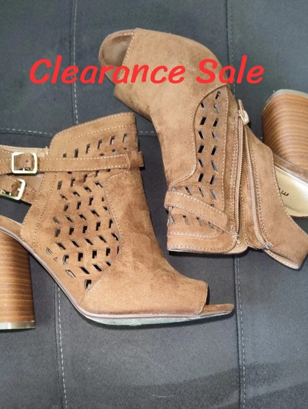Madden Girl Brown Open Toe Block High Heels Women's Sz 8 Addy Chstnutmic